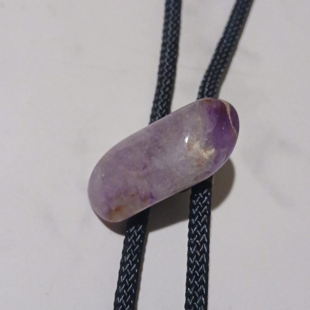 Big Amethyst Bolo Cord Brass Ends